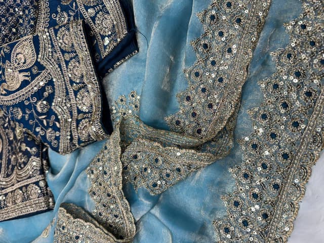 Beautifull Soft Frendy Satin With Sequience Embroidery Work Saree