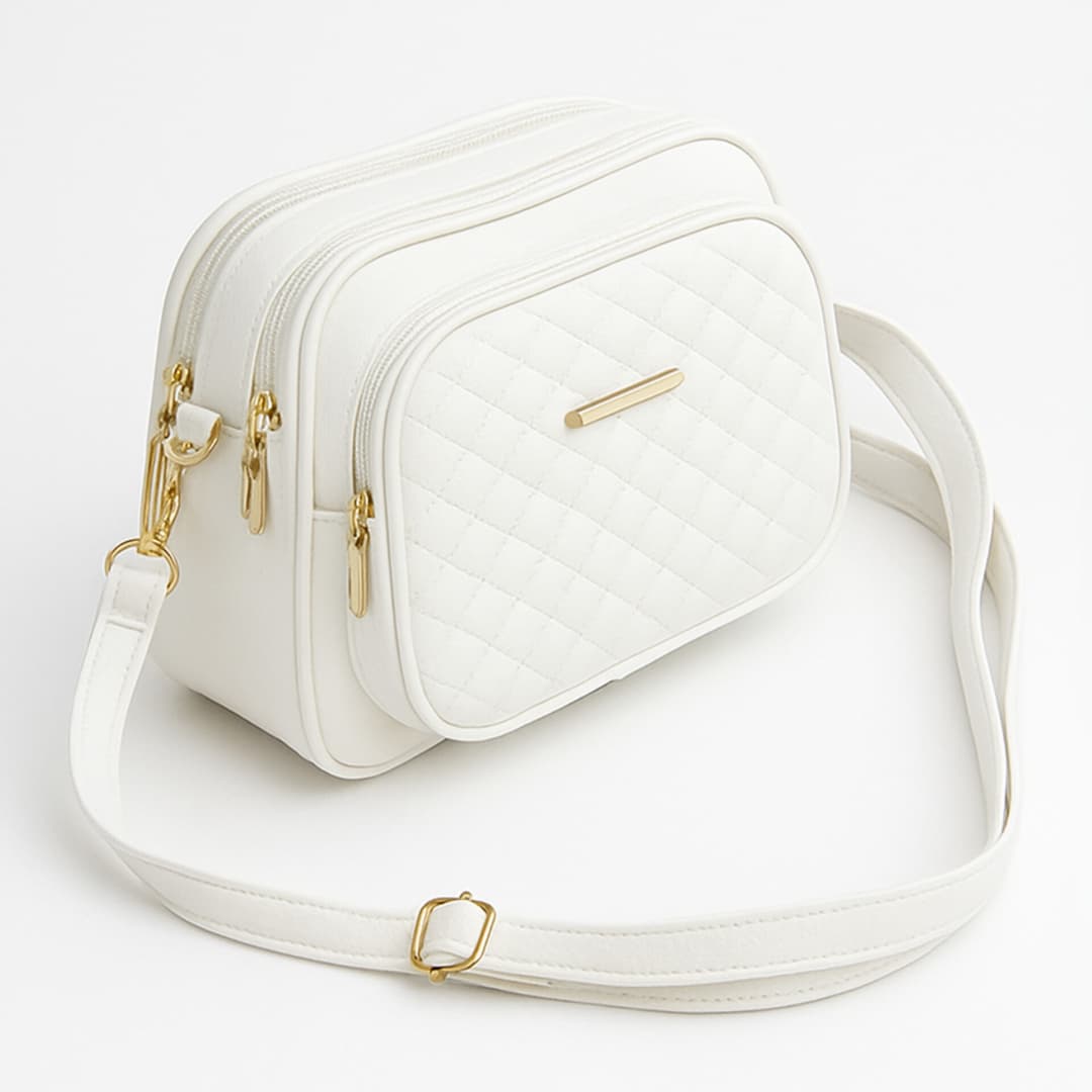 Premium Quilted Crossbody Bag for Women | Elegant Design in White Colors