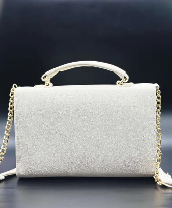 Box Shaped White Side Bag with handle for girls 2
