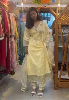 Yellow Kurti Sets with Duppata