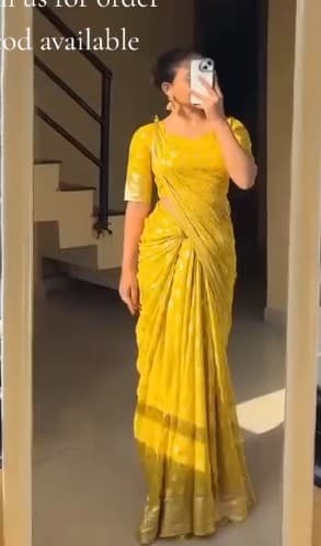 Samridhi Collection Yellow Color Pure Viscose Georgette Saree 5