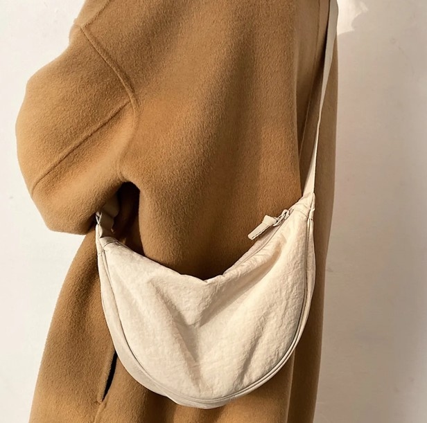 Moon Bag Solid Color Simple Canvas Dumpling One Shoulder Crossbody Messenger Bag For Women 5