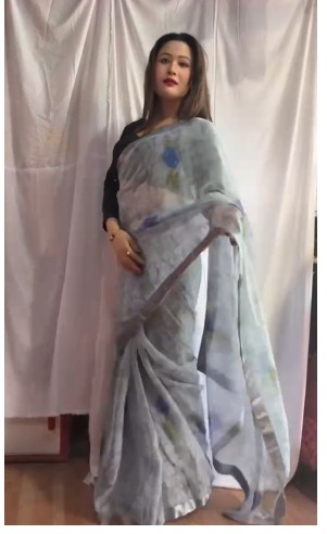Menuka Saree Checked Poly Georgette Designer Saree 4
