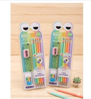 8 in 1 Pencils, ruler, sharpener and eraser Set