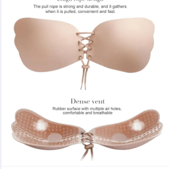 Sticky Bra Strapless Adhesive Bra Push Up 2PCS Reusable Strong Stickness Backless Bra Lift for Women Skin Color 4