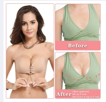 Sticky Bra Strapless Adhesive Bra Push Up 2PCS Reusable Strong Stickness Backless Bra Lift for Women Skin Color 5