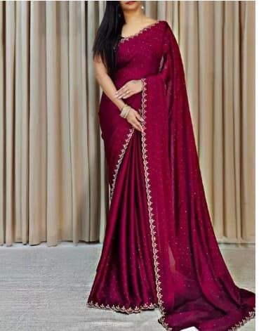 Shivshakti Collection Fancy Party Premium Georgette Embelished Swaroski Zarkan Stone Work Saree With Blouse 3