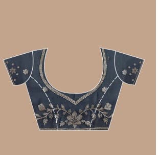 Shivshakti Collection Navy Blue Georgette Gold Zariwork Saree With Matching Blouse Piece 7