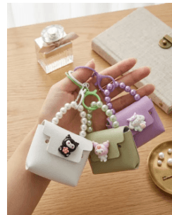 1Pcs Mini Leather Bag Keychain / Coin Purse