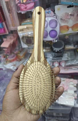 Naturals Bamboo Hair Brush | Flat & Round Wooden Hair Brush | Anti-Static, Scalp Massage & Hair Care Comb 3
