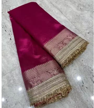 Shivshakti Collection Banarsi Tissue Lace Saree With Stylish Lace Attached 1