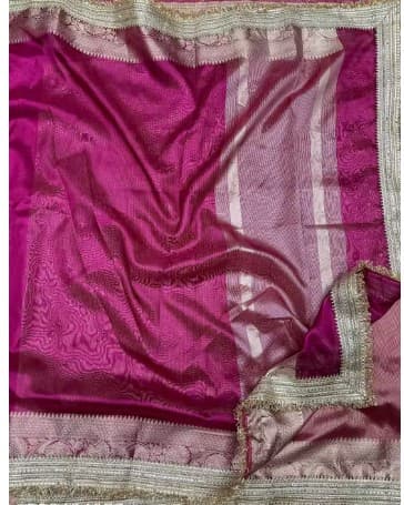 Shivshakti Collection Banarsi Tissue Lace Saree With Stylish Lace Attached 2