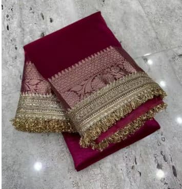 Shivshakti Collection Banarsi Tissue Lace Saree With Stylish Lace Attached
