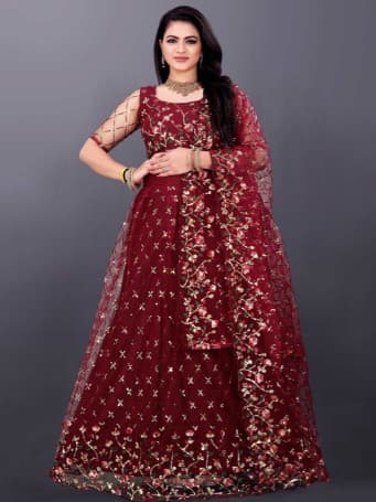 Embroidered Sequined Ready to Wear Lehenga & Blouse With Dupatta