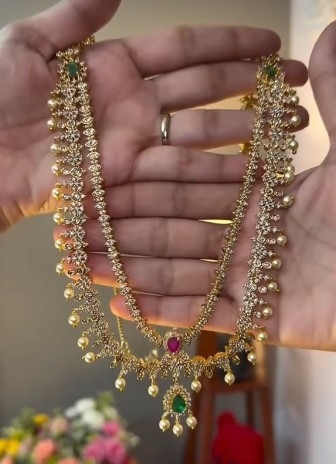 Gold plated Double layer necklace + Earring Sets 2