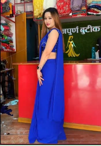Ready made Jarjet saree design Blue and Blouse Sets 2