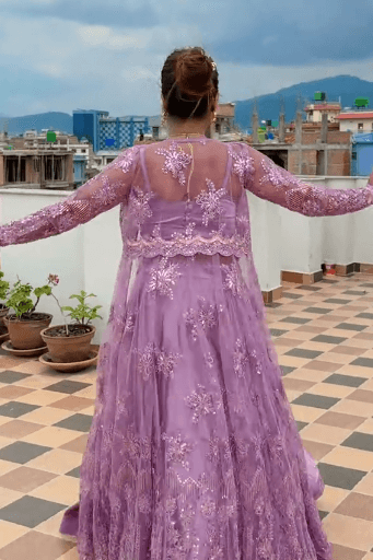 Gopal Bastralaya Pretty Outer Lehenga – Lavender Designer Collection By Niva Yadav 4