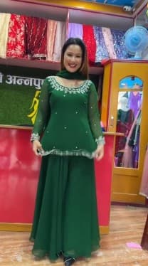 Women's Premium Green Embroidered Sharara Suit Set | Party Wear Ethnic Dress with Dupatta