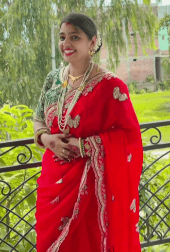 Red Saree Viral for Teej Embroidered Saree
