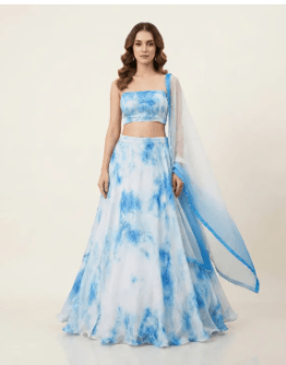 Girls Lehenga Choli Western Wear Printed Lehenga Choli (Light Blue, Pack of 1) 3