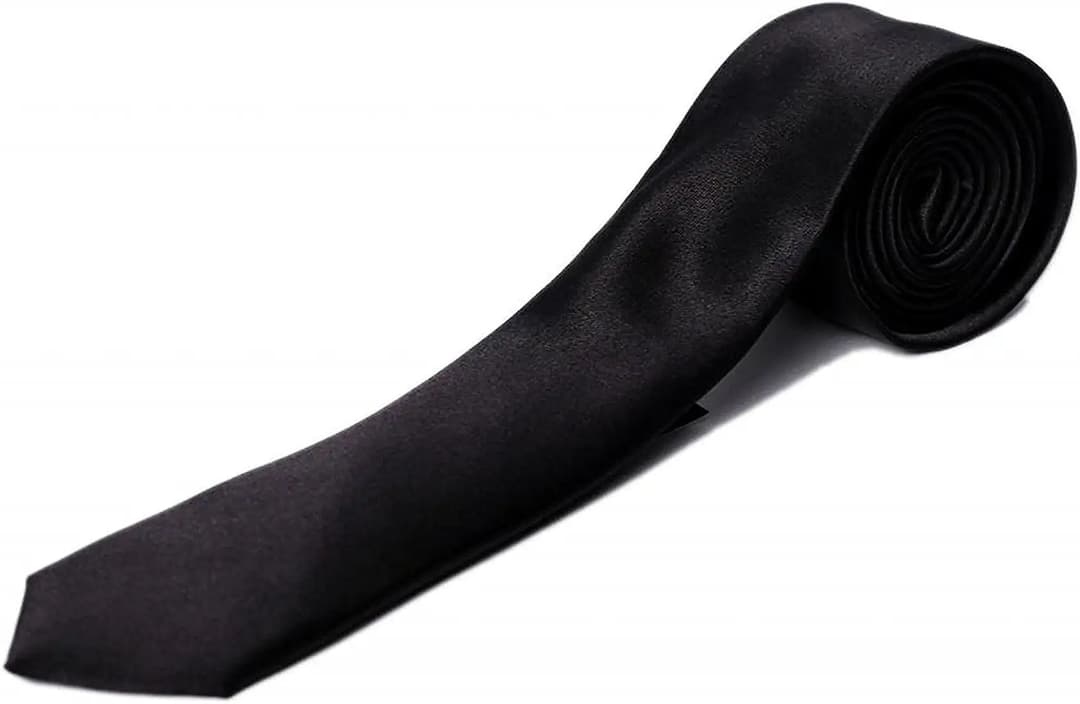 Tie Shiny Mens Solid Skinny 2" Inch Black Necktie Tie