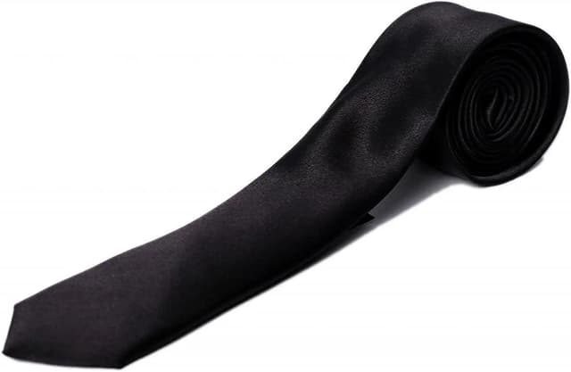 Tie Shiny Mens Solid Skinny 2" Inch Black Necktie Tie