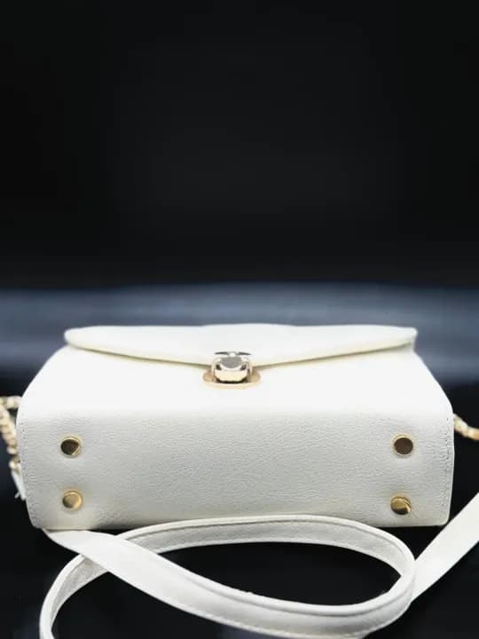 Box Shaped White Side Bag with handle for girls 1