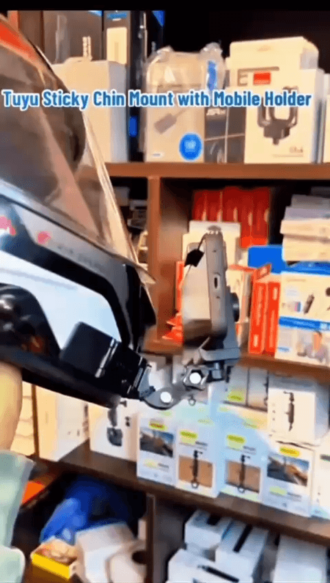 Motovlog Helmet Chin Mount Plus Phone Holder for All Mobile and Gopro 4