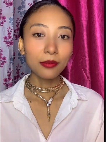 Silver Gleam Atelier Snake Necklace with Rhinestone Crystal Accents, Gold Chain, Black Enamel Eyes, Snake Choker Necklace 1