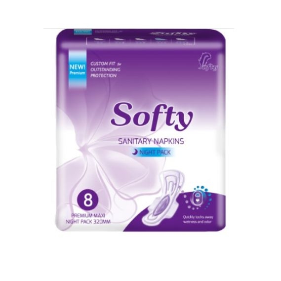 Softy Sanitary Napkin Night Pack 8 pcs Premium Maxi 320 mm 1