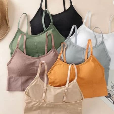 Women Cotton Padded Wire Free Sports Bra for Workout, and Croptop, Fashionable Lifestyle, Outdoor Life, Free Size (Pack of 3), Size (28-32) 5