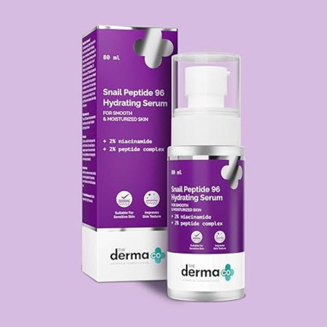 The Derma Co Snail Peptide 96 Hydrating Serum with Niacinamide & Peptide Complex for Smooth & Moisturized Skin, Snail Mucin Serum, Dull Skin, Fine Lines, Korean Skincare , 80 ml 1