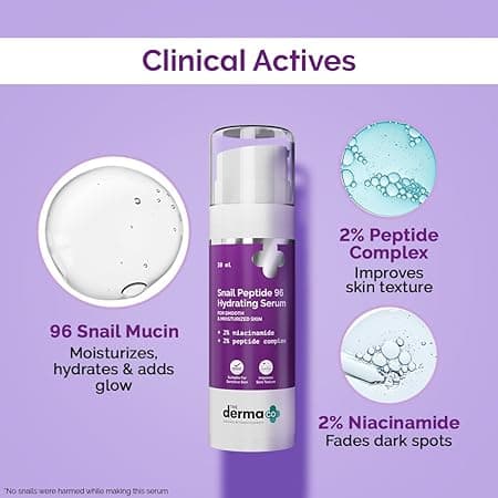 The Derma Co. Snail Peptide 96 Hydrating Serum with Niacinamide & Peptide Complex for Smooth & Moisturized Skin, Snail Mucin Serum, Dull Skin & Fine Lines, Korean Skincare - 30 ml 3