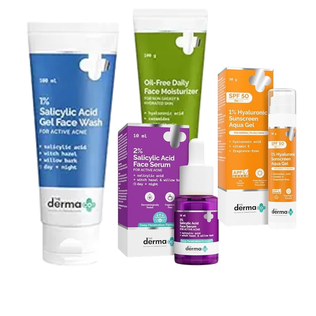 The Derma Co Salicylic Acid Facewash, moisturizer, Face Serum and Sunscreen Sets, for Oily skin, Pimples, & Open Pores 6