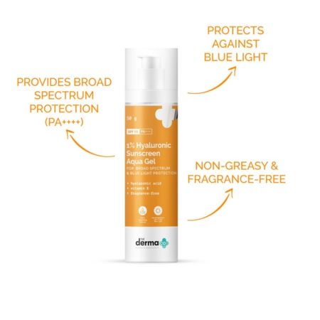 The Derma Co 1% Hyaluronic Sunscreen Aqua Ultra Light Gel with SPF 50 PA++++ UV A, UV B & Blue Light Protection 50g. 2