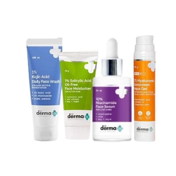 The Derma co Face Wash, Moisturizer, face Serum and sunscreen, best Sets for Oily skin