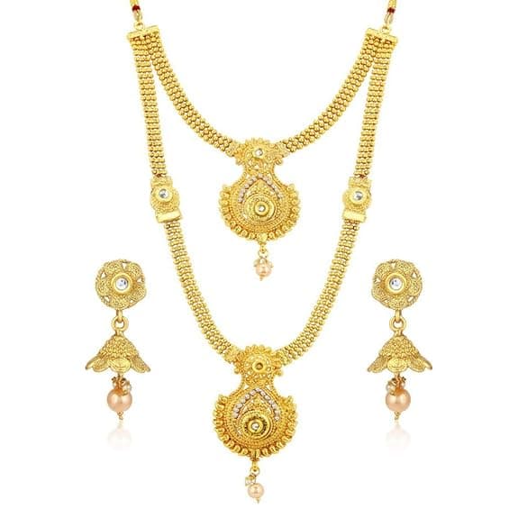 Traditional Gold Plated Peacock Design Necklace Set For Women