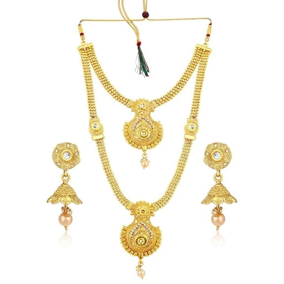 Traditional Gold Plated Peacock Design Necklace Set For Women 5
