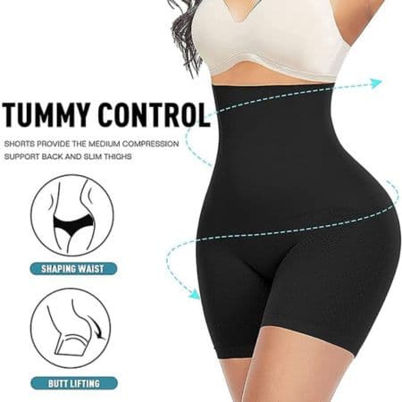 Tummy Control Shapewear High Waist Trainer Thigh Slimmer - Black Medium Size 4