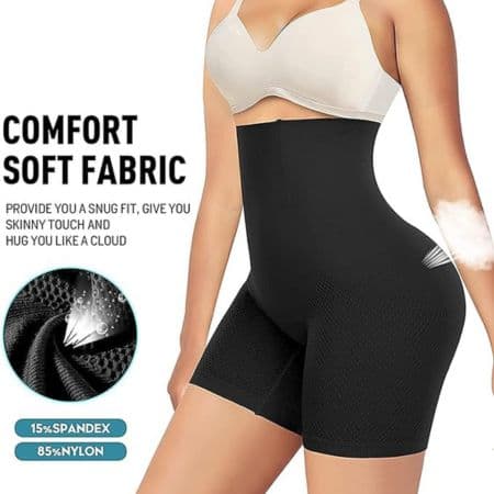 Tummy Control Shapewear High Waist Trainer Thigh Slimmer - Black Medium Size 3