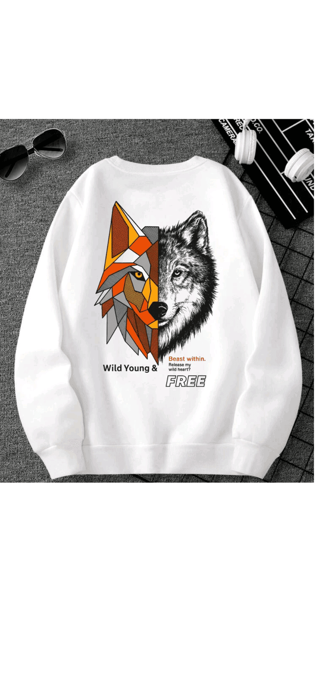 Wolf Printed Sweatshirt For women and men