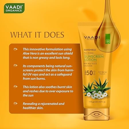 VAADI HERBALS Sunscreen Lotion For Sensitive Skin Type Spf 50, 110G 4