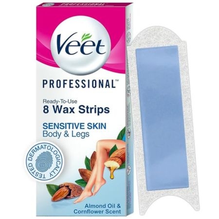 Veet professional Half Body Waxing Strip Kit for Sensitive Skin - 8 Strips, for women, Pack Of 1 1