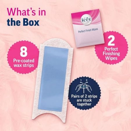 Veet professional Half Body Waxing Strip Kit for Sensitive Skin - 8 Strips, for women, Pack Of 1 4