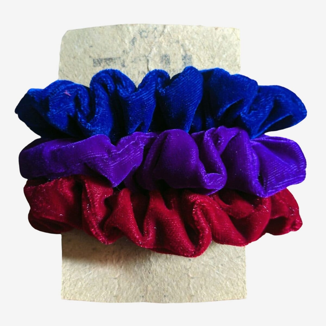 Velvet Small Scrunchies (Pack Of 3) 1