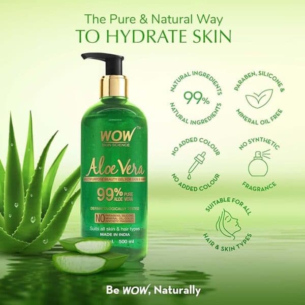 WOW Skin Science 99% Pure Aloe Vera Gel for Face, Skin & Hair - 500ml 2