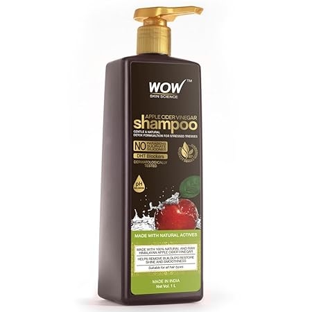 WOW Skin Science Apple Cider Vinegar Shampoo - 1L, Mild Anti-Dandruff Shampoo For Daily Use, Suitable For Men & Women, Balances PH Level, Contains No Sulphates, Parabens or Harmful Chemicals 1