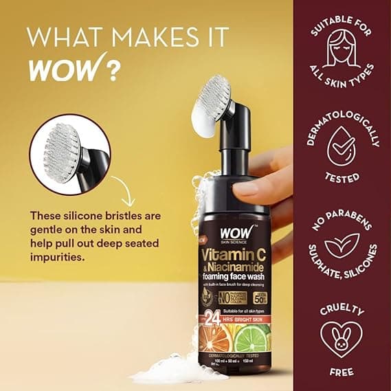 WOW Skin Science Brightening Vitamin C & Niacinamide Foaming Face Wash - 150 ml, 2