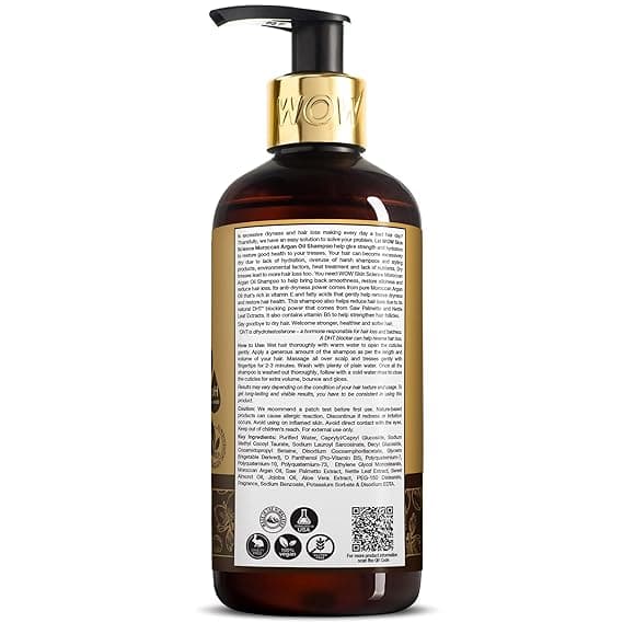 WOW Skin Science Moroccan Argan Oil Shampoo 300 ml, For Dry Hair, Dandruff, Hair Loss, Hair Growth, Frizzy Hair 1