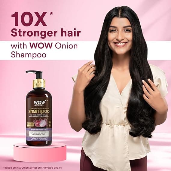 WOW Skin Science Red Onion Black Seed Oil Shampoo – 300 ml, Red Onion Seed Oil Extract, Black Seed Oil & Pro-Vitamin B5, Controls Hair fall, Sulphate & Paraben Free, Both For Men & Women 2